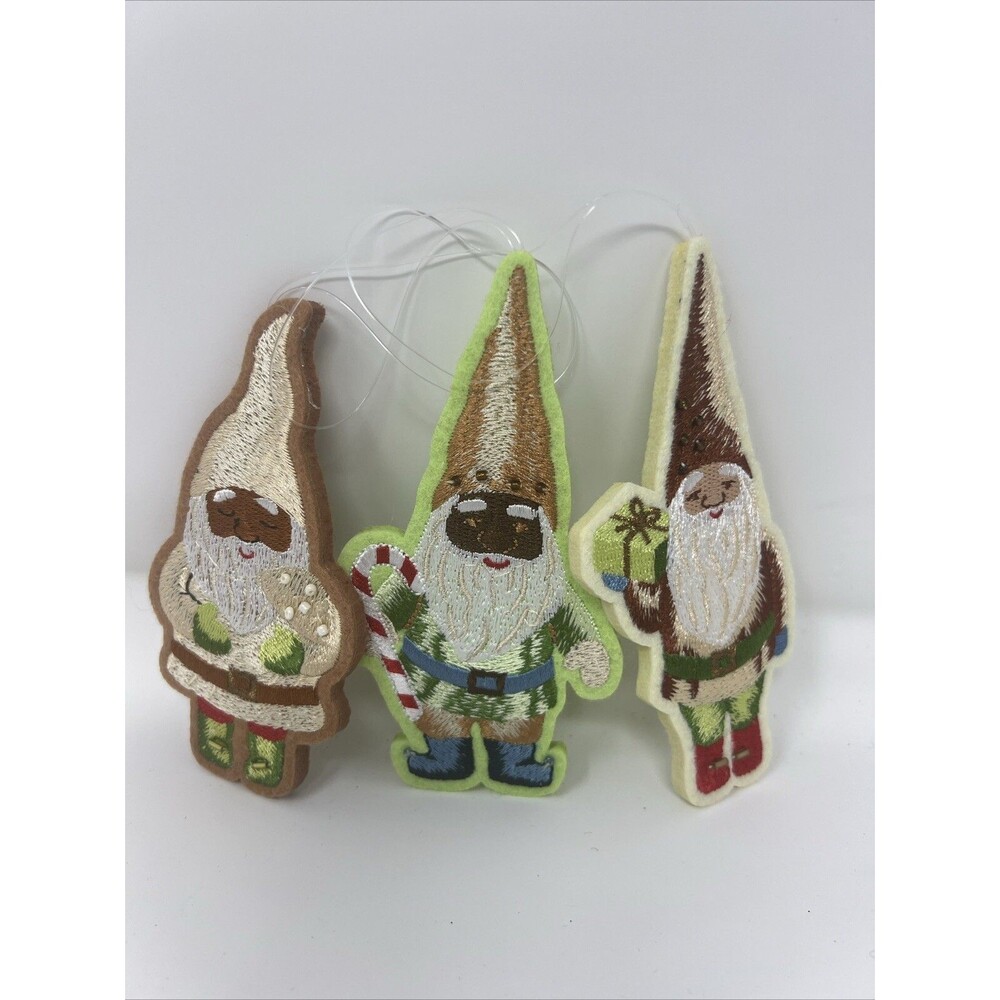 Felt Christmas Ornaments 5" Dressed  Felt 3 Unique Ornaments Gnomes